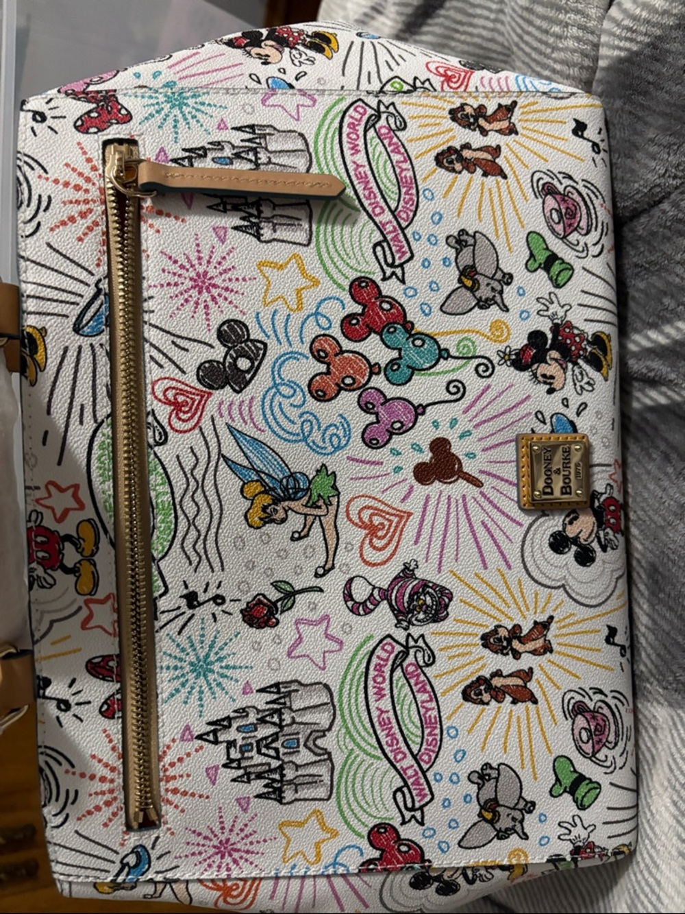 Dooney & Bourke White Multicolor Disney Sketch Print Satchel Bag - multi use - Picture 6 of 7